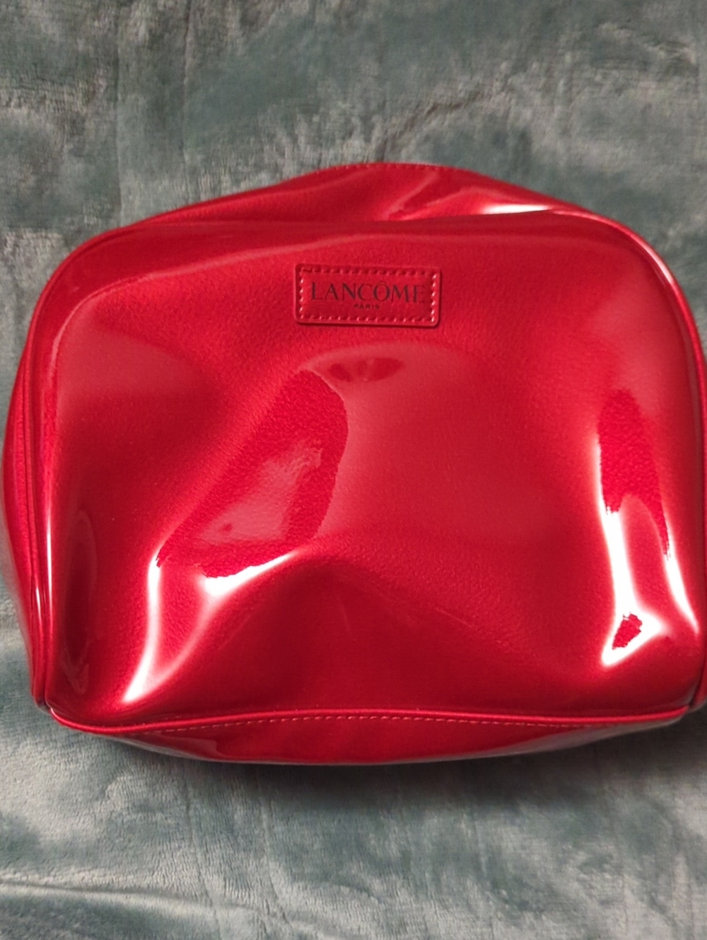 24-Lancôme Glossy Red Cosmetic Pouch. Pre-loved